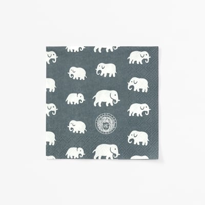 Paper Napkins Elefant - Svenskt Tenn Online - Width 12,5 cm, Length 12,5 cm, Grey, Estrid Ericson/Svenskt Tenn