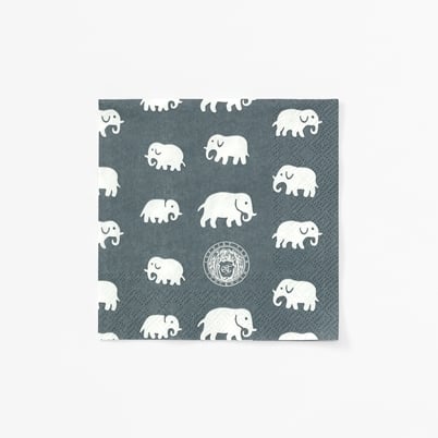Paper Napkins Elefant - Width 12,5 cm, Length 12,5 cm, Grey | Svenskt Tenn