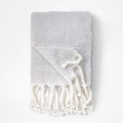 Throw Mohair - Length 180 cm Width 130 cm, Mohair wool, Light Grey, Lena Rewell | Svenskt Tenn