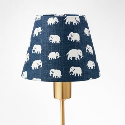 Lampshade 2444 - Linen, Elephant, Storm blue | Svenskt Tenn