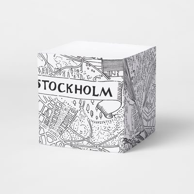 Memo Block Stockholmskartan - Length 10 cm Width 10 cm Height 10 cm, Paper, Stockholmskartan, Josef Frank | Svenskt Tenn