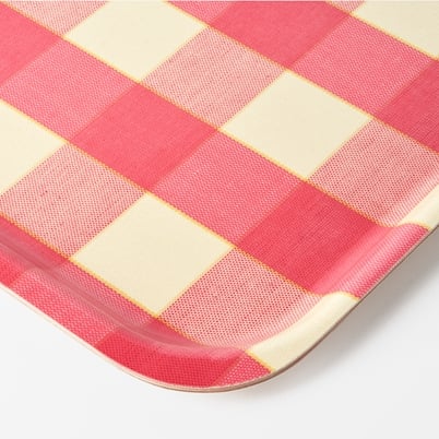 Tray Gripsholmsruta - Width 38 cm, Length 53 cm, Pink White | Svenskt Tenn