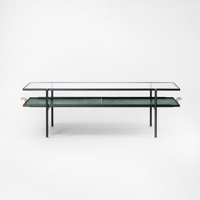 Accessories Table Nizza - Width 58 cm, Length 71 cm, Leather, Green | Svenskt Tenn