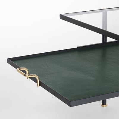 Accessories Table Nizza - Svenskt Tenn Online - Width 58 cm, Length 71 cm, Leather, Green, Per Öberg