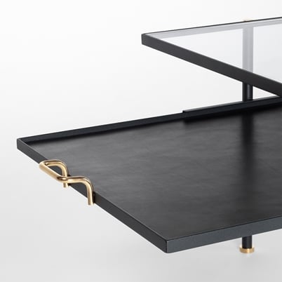 Accessories Table Nizza - Width 58 cm, Length 71 cm, Leather, Black | Svenskt Tenn