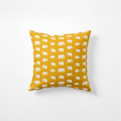 Cushion Elefant - Width 40 cm, Length 40 cm, Linen, Yellow | Svenskt Tenn