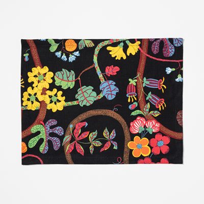 Placemat Textile Baranquilla - Length 45cm Width 35cm, Linen, Baranquilla, Black, Josef Frank | Svenskt Tenn