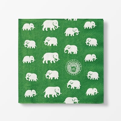 Paper Napkins Elefant - Svenskt Tenn Online - Width 20 cm, Length 20 cm, Green, Estrid Ericson/Svenskt Tenn