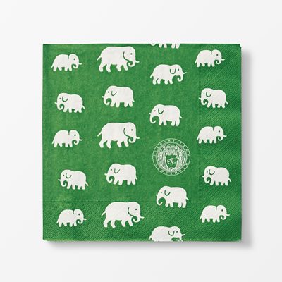 Paper Napkins Elefant - Svenskt Tenn Online -  Length 20 cm Width 20 cm, Paper, Elefant, Green, Estrid Ericson/Svenskt Tenn