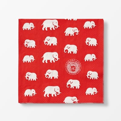 Paper Napkins Elefant - Svenskt Tenn Online - Width 20 cm, Length 20 cm, Red, Estrid Ericson/Svenskt Tenn