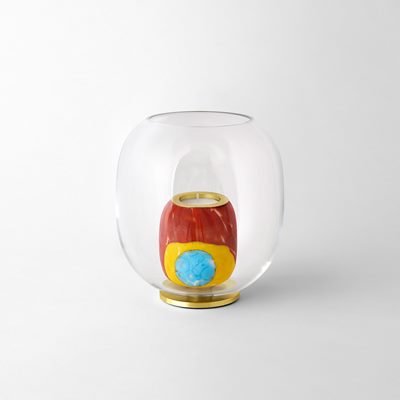 Ljuslykta Fusa - Svenskt Tenn Online - Diameter 16 cm Höjd 17 cm , Glas, Orange, Luca Nichetto