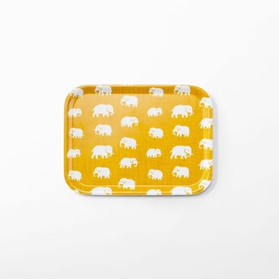 Tray Elefant - Width 20 cm, Length 27 cm, Rectangular, Yellow | Svenskt Tenn