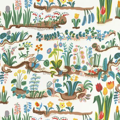 Fabric Sample Primavera - Length 21 cm Width 14,8 cm, Linen 100, Primavera, Multi, Josef Frank | Svenskt Tenn
