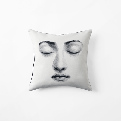 Cushion Fornasetti - Width 40 cm, Length 40 cm, Cotton, Silenzio, Black White | Svenskt Tenn