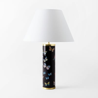 Lamp Base Fornasetti - Height 35 cm, Farfalle, Black | Svenskt Tenn
