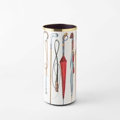Umbrella Stand Fornasetti - Width 26 cm Height 57 cm, Aluminium & Brass, Ombrelli e Bastoni, White, Fornasetti | Svenskt Tenn