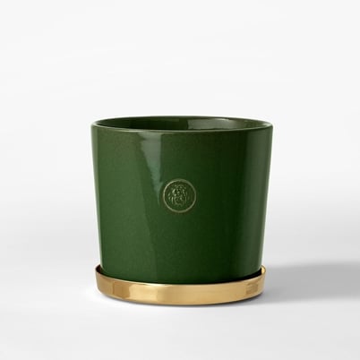 Pot Tolvekarna - Height 15,5 cm, Stoneware, Moss green | Svenskt Tenn