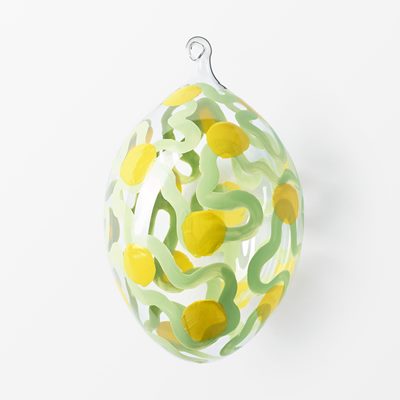 Glass Egg Handpainted - Svenskt Tenn Online - Height 10 cm, Glass, Green Yellow, Siri Carlén