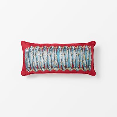 Cushion Fornasetti - 50x25 cm, Silk, Sardine, Red, Fornasetti | Svenskt Tenn