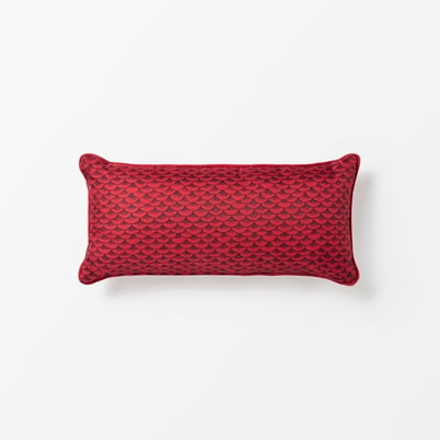 Cushion Fornasetti - Width 25 cm, Length 50 cm, Silk, Sardine, Red | Svenskt Tenn