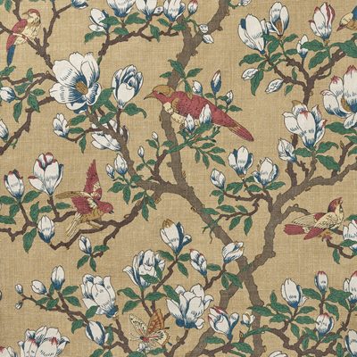 Fabric Sample  Japanese Magnolia - Length 21 cm Width 14,8 cm, Linen, Japanese Magnolia, Yellow, GP & J Baker | Svenskt Tenn
