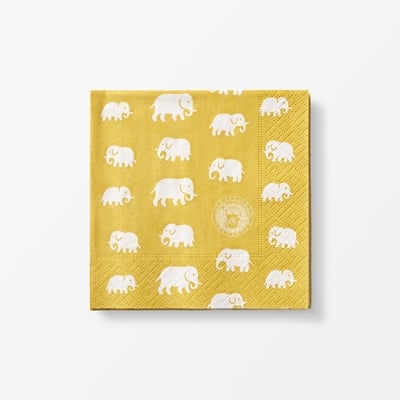 Paper Napkins Elefant - Svenskt Tenn Online - Width 12,5 cm, Length 12,5 cm, Yellow, Estrid Ericson/Svenskt Tenn