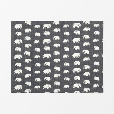 Placemat Textile Elefant - Svenskt Tenn Online - Length 45cm Width 35cm, Linen, Elefant, Grey, Estrid Ericson