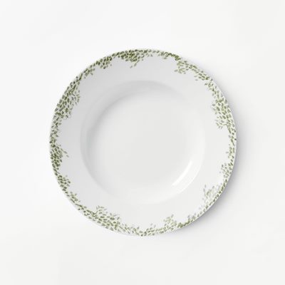 Soup Plate Myrten Green - Ø24,5 cm, Porcelain, Myrten, Green, Signe Persson Melin | Svenskt Tenn