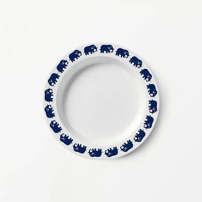 Plate Elefant - Ø21 cm, Porcelain, Elefant, Blue, Ingegerd Råman | Svenskt Tenn