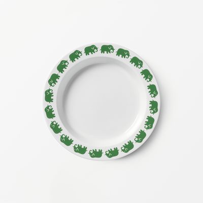 Plate Elefant - Diameter 21 cm , Porcelain, Elefant, Green, Ingegerd Råman | Svenskt Tenn