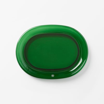 Plate Oval - Svenskt Tenn Online - Length 23 cm Width 30 cm Height 2 cm, Glass, Green, Josef Frank