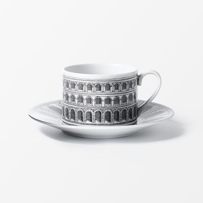 Tea Cup Fornasetti - Svenskt Tenn Online -  Diameter 8 cm Height 6 cm, Porcelain, Architettura, Black White, Fornasetti