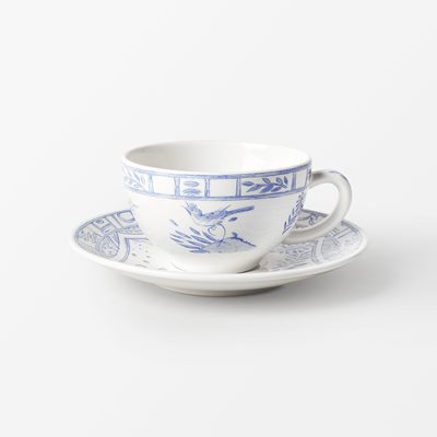 Breakfast Cup Oiseau Bleu - Ø over 11,5 cm Height 7 cm, Faience, Oiseau Bleu, Gien | Svenskt Tenn