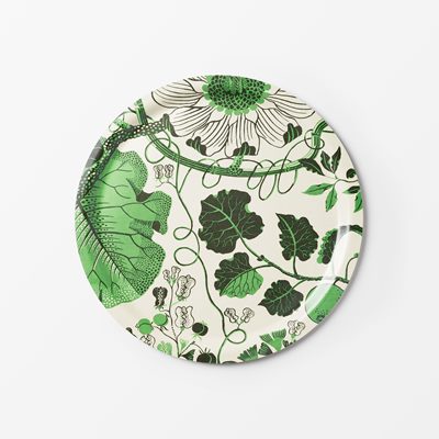 Tray La Plata - Ø49 cm, Birch Veneer & Textile, La Plata, Round, Green, Josef Frank/Svenskt Tenn | Svenskt Tenn
