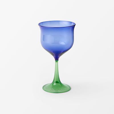Vinglas Cosimo - Höjd 15 cm, Glas, Blå-grön, Campbell-Rey | Svenskt Tenn