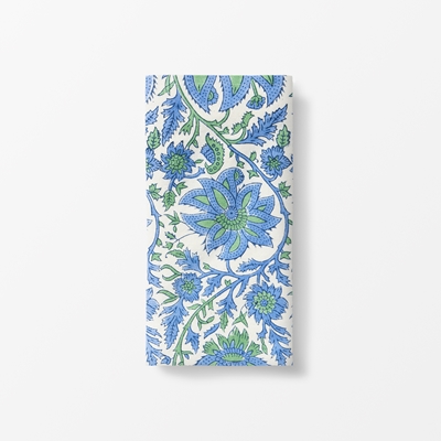 Napkin Indian Flower - Svenskt Tenn Online - Length 50 cm Width 50 cm, Cotton, Blue Green, Svenskt Tenn