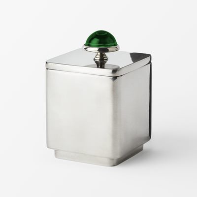 Box with Glass handle - Svenskt Tenn Online -  Width 9 cm Height 13,5 cm, Pewter & Glass, Green, Svenskt Tenn