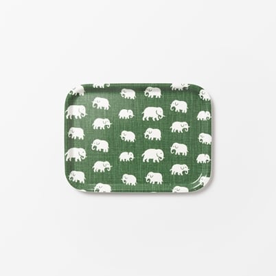 Tray Elefant - Width 20 cm, Length 27 cm, Rectangular, Green | Svenskt Tenn