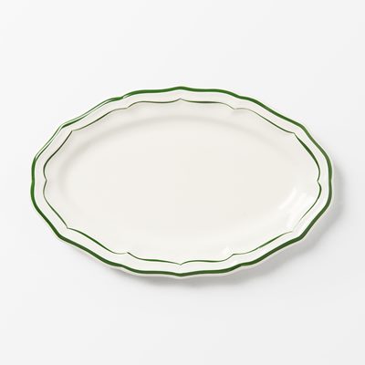 Serving Platter Filet -  Length 41 cm Width 26 cm, Faience, Green, Gien | Svenskt Tenn