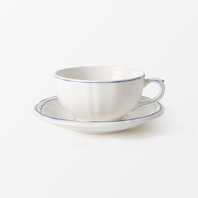 Breakfast Cup with Plate Filet - Svenskt Tenn Online - 30 cl, Faience, Blue, Gien