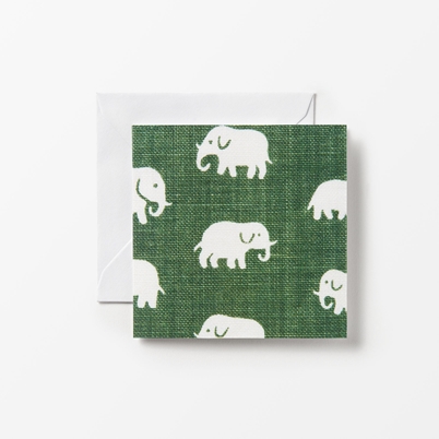 Card Svenskt Tenn - Width 8,6 cm, Length 8,6 cm, Elephant, Green | Svenskt Tenn