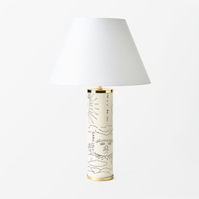 Lamp Base Fornasetti - Height 58 cm, Solitario, Black Ivory | Svenskt Tenn