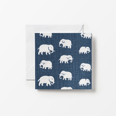 Card Svenskt Tenn - Width 12 cm, Length 12 cm, Elephant, Storm blue | Svenskt Tenn