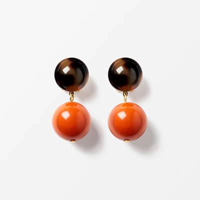 Earrings Milano Sphere - Svenskt Tenn Online -  Width 1,8 cm Height 4 cm, Plexiglass, Orange, Lorena Taddei
