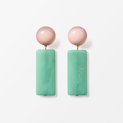 Earrings Milano Plate - Svenskt Tenn Online - Width 1,8 cm Height 6,5 cm, Plexiglass, Jade, Lorena Taddei