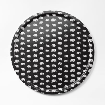 Tray Elefant - Diameter 65 cm, Round, Black | Svenskt Tenn