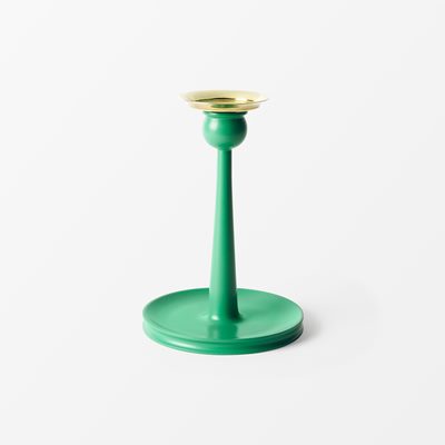 Candle Holder Wooden Globe - Diameter 14 cm Height 21 cm, Wood & Brass, Green, Josef Frank | Svenskt Tenn