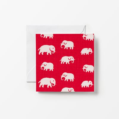 Card Svenskt Tenn -  Length 8,6 cm Width 8,6 cm, Paper, Elefant, Red, Estrid Ericson/Svenskt Tenn | Svenskt Tenn