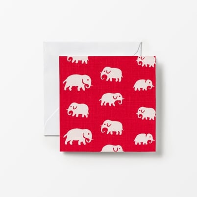Card Svenskt Tenn - Width 8,6 cm, Length 8,6 cm, Elephant, Red | Svenskt Tenn
