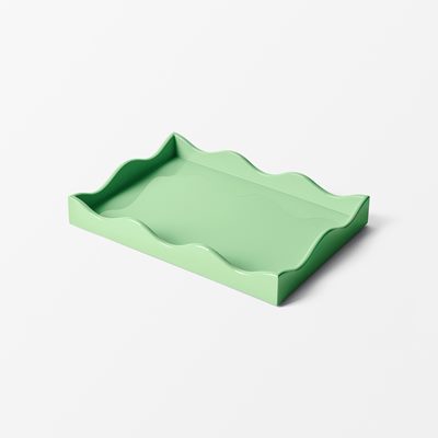 Tray Belle Rives - Svenskt Tenn Online - Length 28 cm Width 20 cm, Lacquer, Rectangle, Green, The Lacquer Company